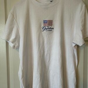 Classic White Tee with Embroidered Flag